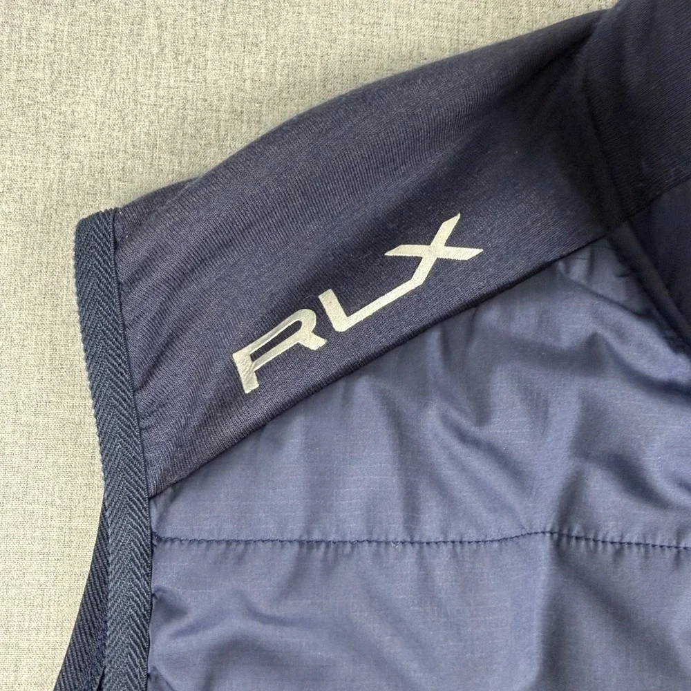 RLX Ralph Lauren Navy Blue Quilted Hybrid Vest Size M Mens Golf Activewear